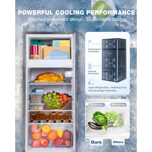 4.4 Cu.Ft Double Door Refrigerator with Freezer Mini Fridge for Bedroom Office Dorm and Apartment Small Compact Refrigerators w