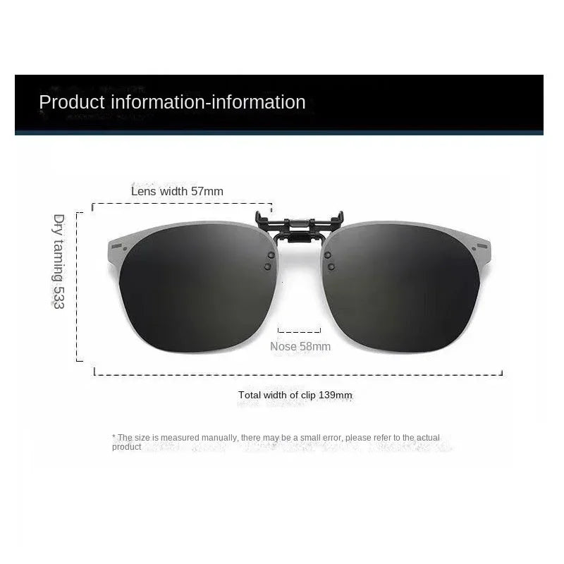 Men Clip On Sunglasse Polarized Flip up Glasses Women Gradient Photochromic Anti UV400 Sunglasses Night Vison Goggles
