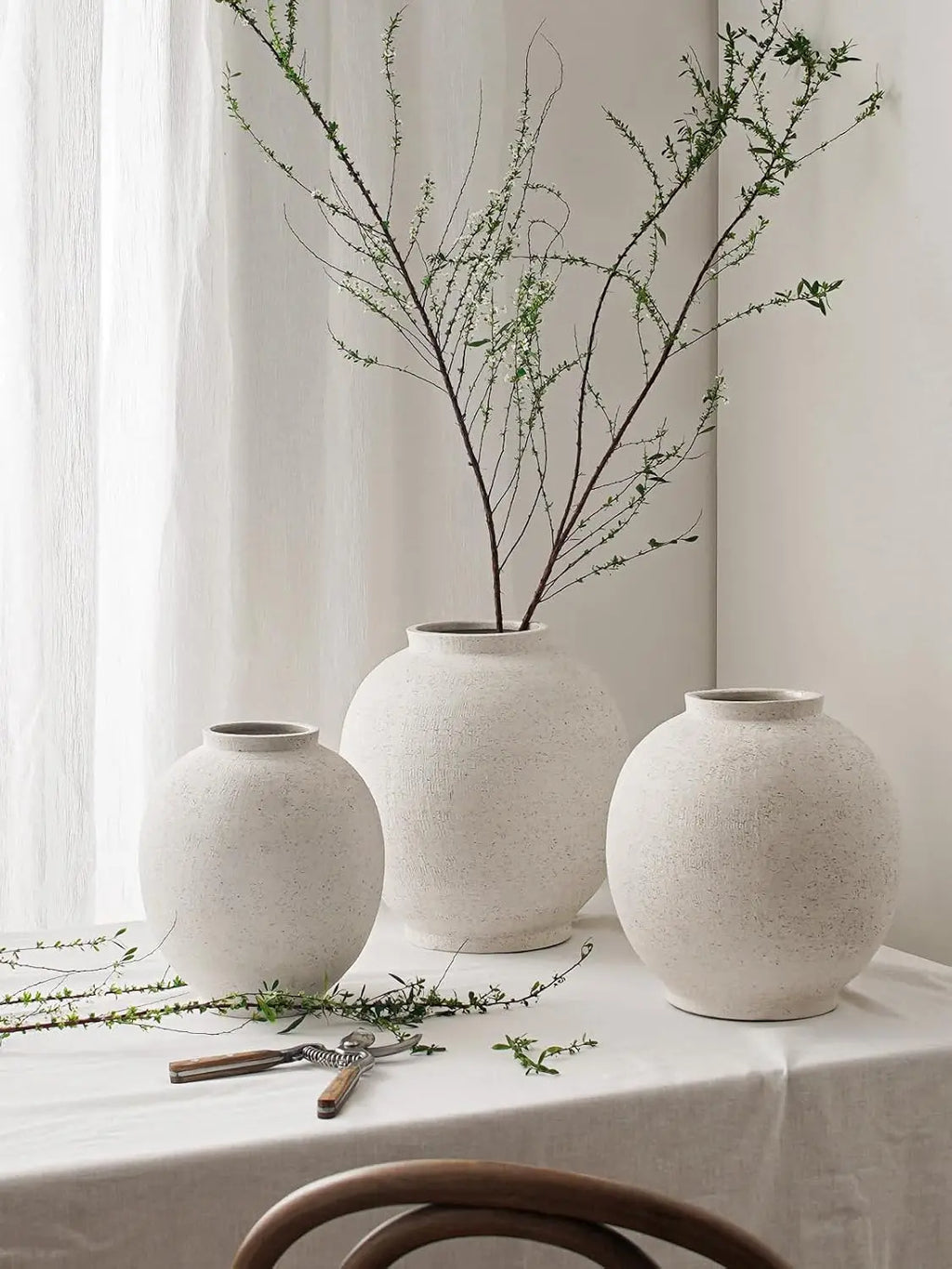 10.8 Inch Ceramic Rustic Vase, Farmhouse Minimalist Tall Flower Vase for Table Decor, Living Room, Bathroom, Holiday Wedding