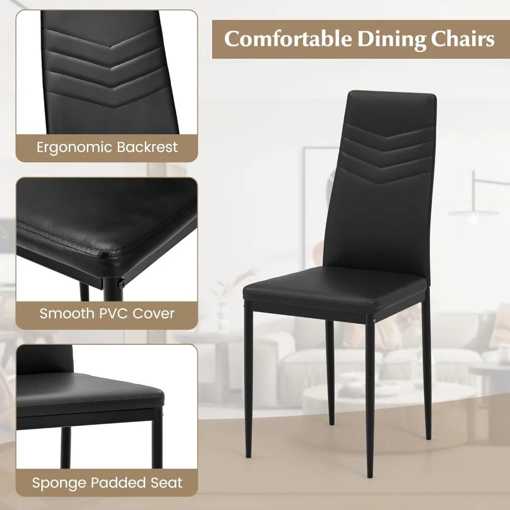 9-piece Set of 6-8 Person Dining Table, Modern Rectangular Dining Table, Equipped with 8 PVC Leather Dining Chairs