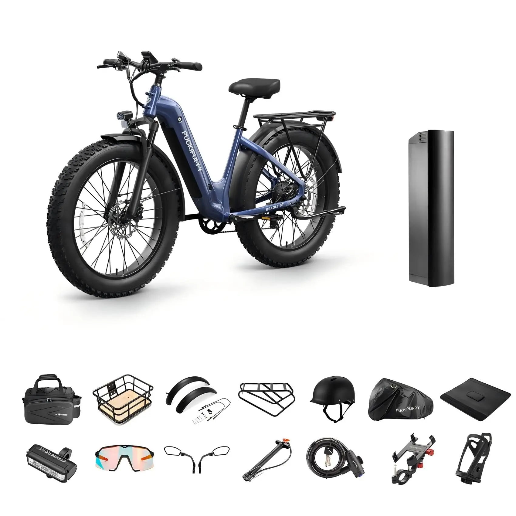 PUCKIPUPPY Beagle ST Electric Bike for Adults 26" Fat Tire Step-Through Electric Mountain Bike Off-Road Ebike 2-Year Warranty
