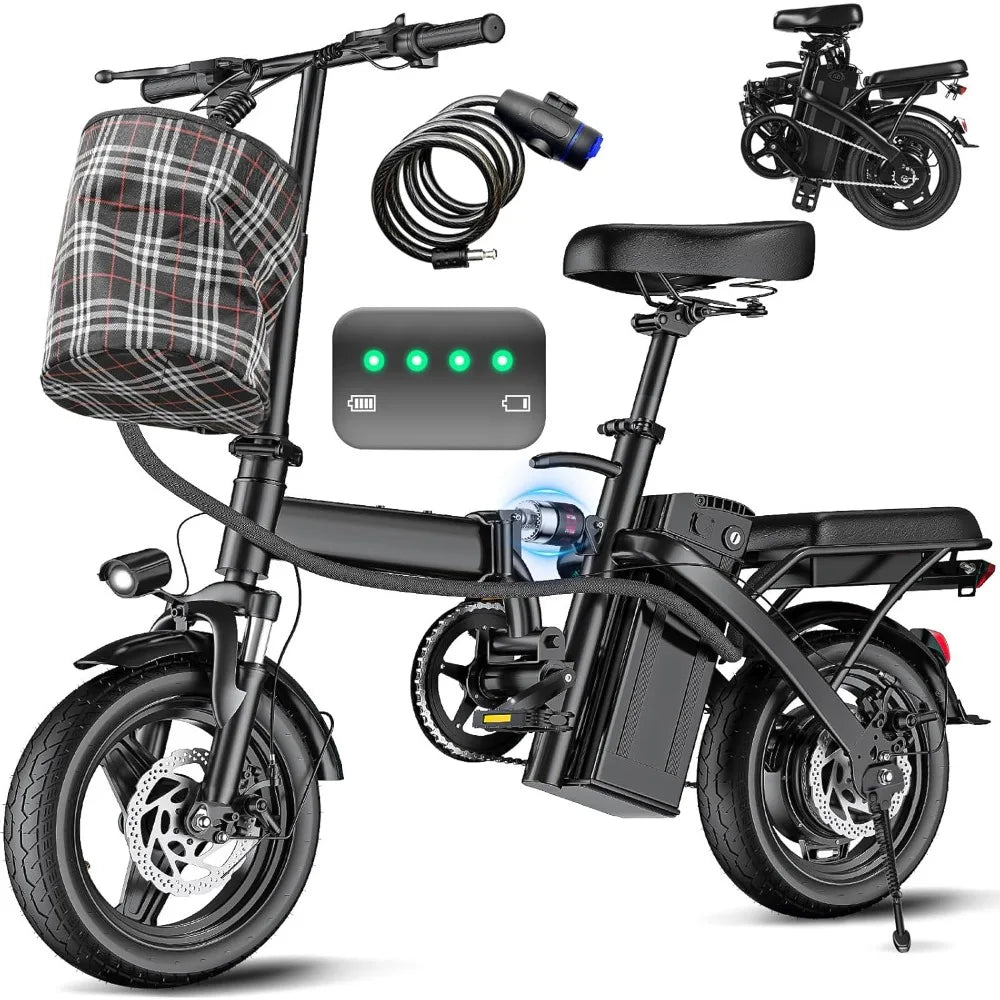 Electric Bike for Adults and Teens, 560W Motor 24MPH Compact Commuter Folding Ebike, 32 Miles Range, 48V 10Ah Battery, 3-Level