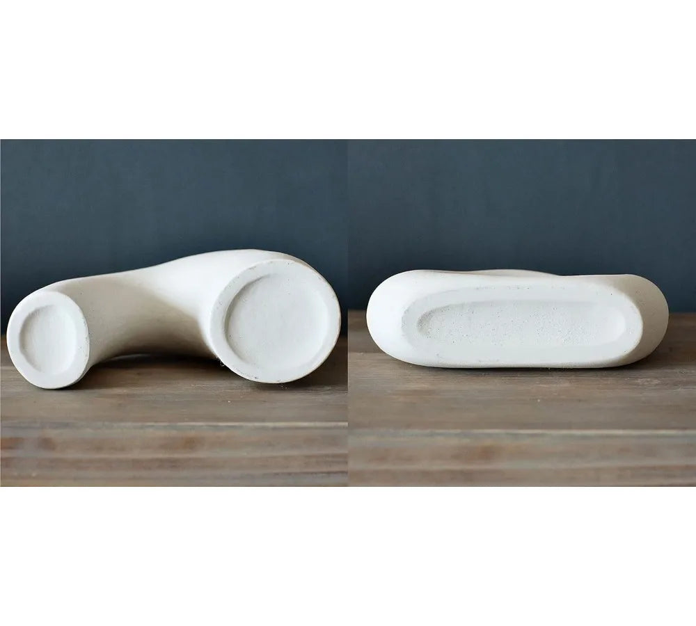 Set of 2 White Large Ceramic Donut Vases - Minimalist Nordic Hollow Centerpiece for Home, Wedding, Office Decor