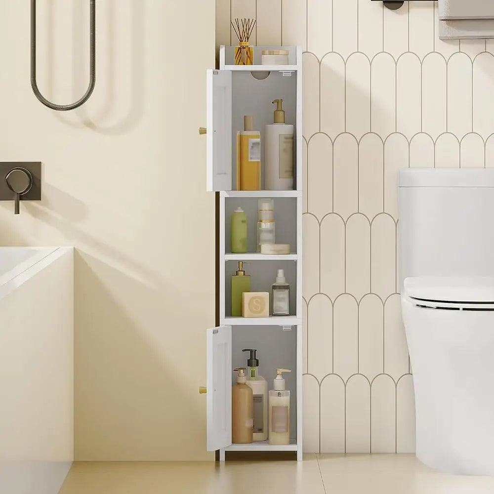 Slim Bathroom Storage Cabinet, Narrow Cabinet with 2 Doors, Small Bathroom Organizers and Storage, Laundry Room Organization or