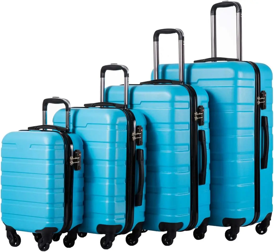 Coolife Luggage 3 Piece Set Suitcase Spinner Hardshell Lightweight TSA Lock (orange)