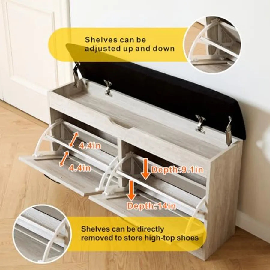 Shoe Storage Bench Cushion Entryway Bench with Storage End of Bed Shoe Benches Small Shoe Rack Benches Entry Way Shoes Cabinet