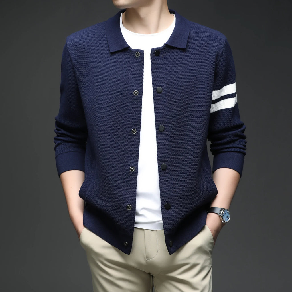 Men's knitted cardigan collar autumn and winter men's sweater fashion versatile leading sweater jacket