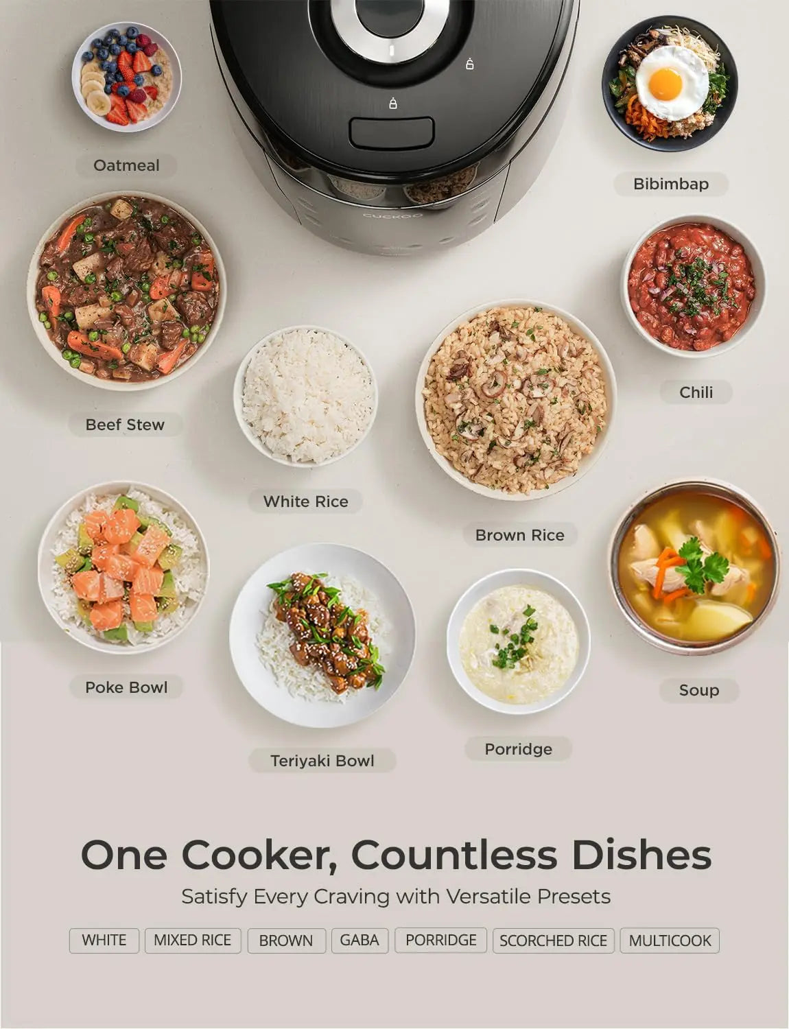 High Pressure Rice Cooker with Nonstick Pot, 13 Menu Options, Fuzzy Logic Tech, Auto Clean, Black
