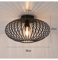 Bedroom Living Room Ceiling Light Restaurant Kitchen Corridor Entrance Bar Counter Balcony Iron Mesh Black Retro Ceiling Lamp