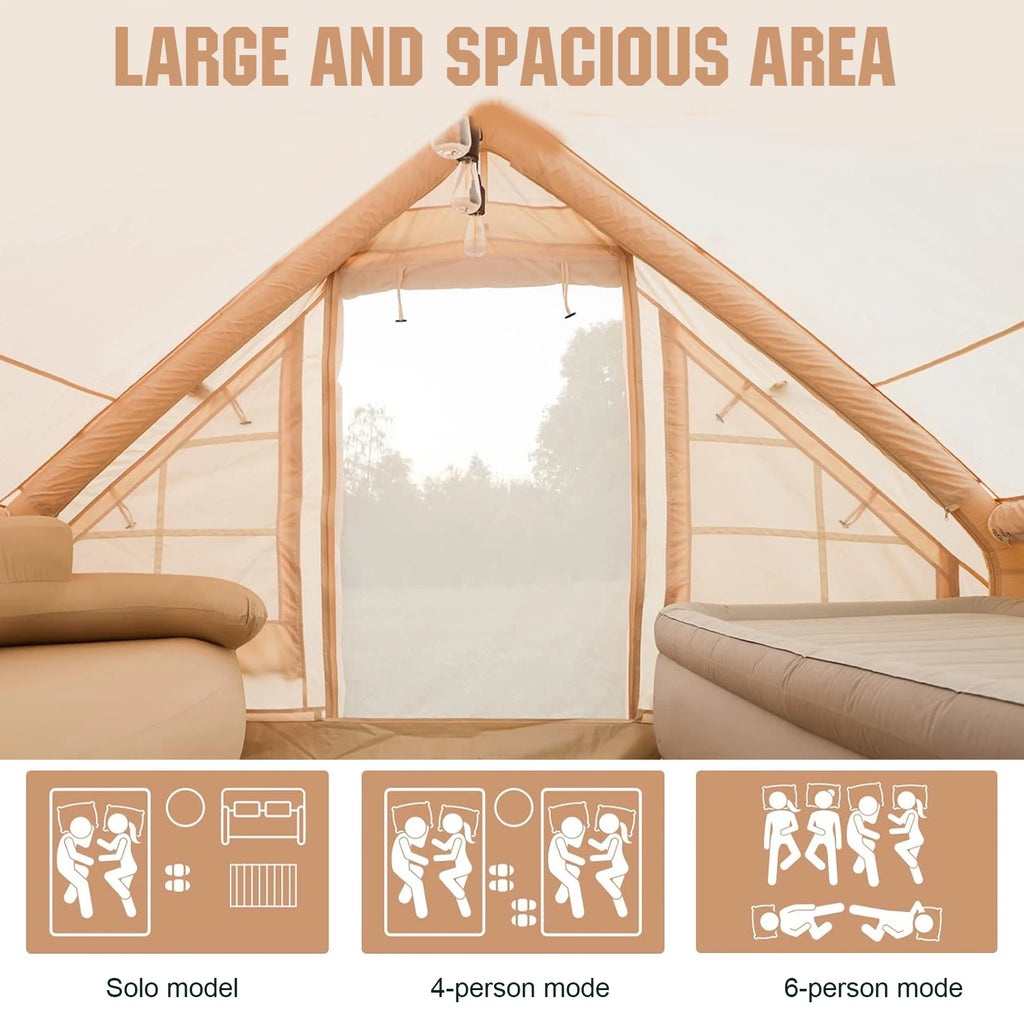 4-6 Person House Instant Glamping Camping Tents House Oxford Fabric Self-Supporting Air Tent Easy Setup for Adults Travel Hiking