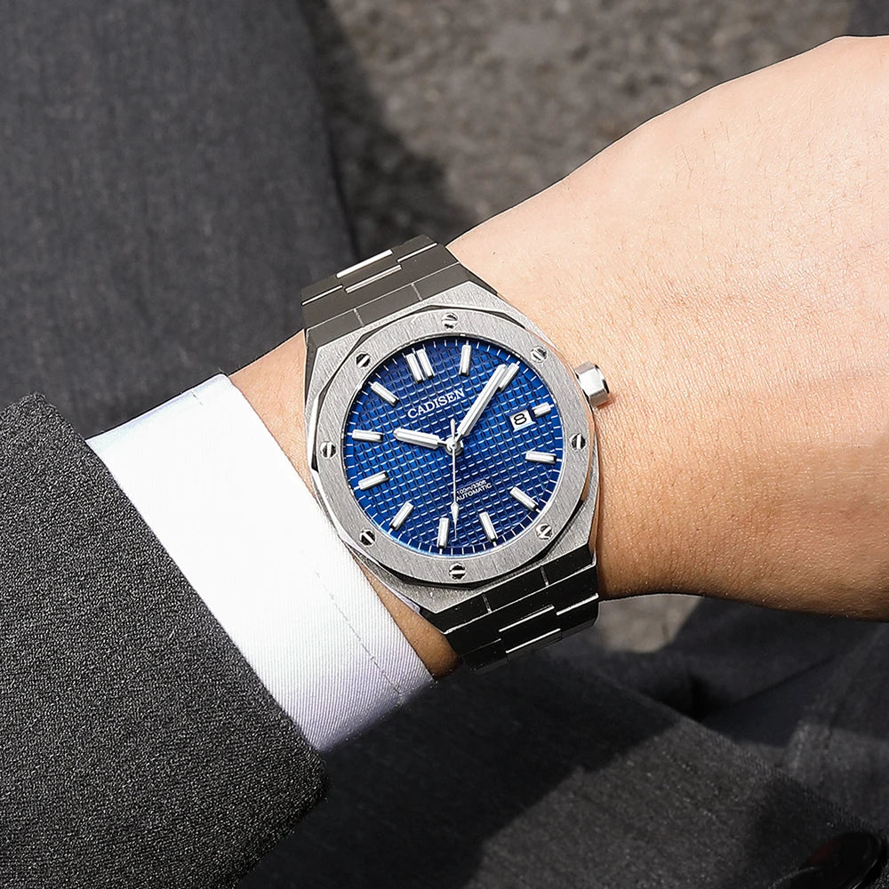 CADISEN Automatic Mens Watches Fashion Top Brand Stainless Steel Sapphire Glass Japan TMI NH35A Watch Men Mechanical Wristwatch