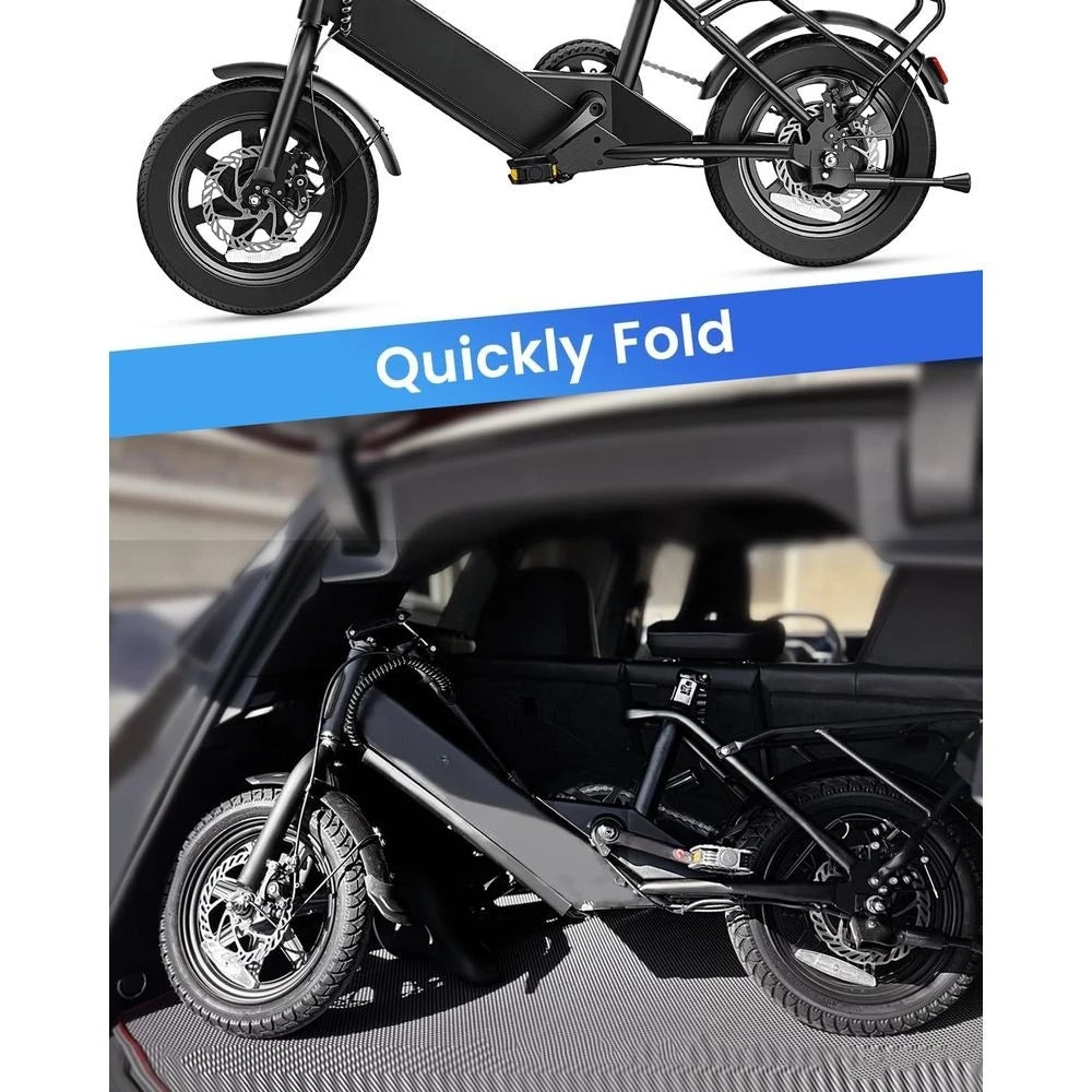 Folding Electric Bike for Adults & Teens 350W Motor 36V 7.8Ah Battery 3 Speed Assist Levels Dual Disc Brakes，Customized