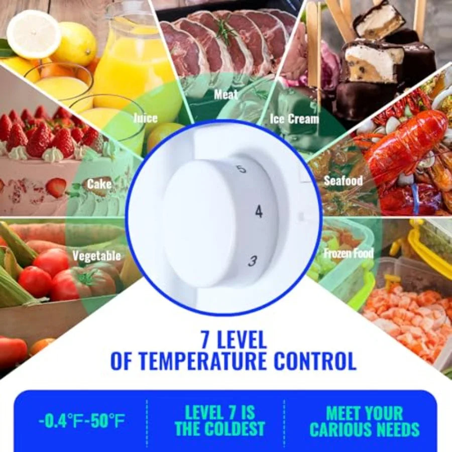 Compact Mini Refrigerator with Freezer and Double Door Design for Bedroom Office or Apartment: Adjustable Glass Shelves Plastic