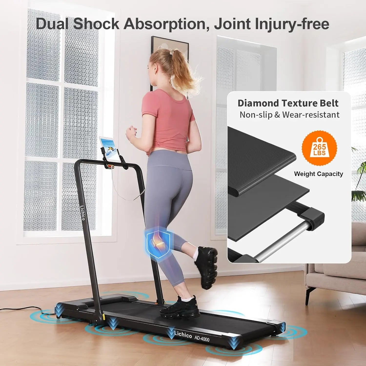 Walking Pad Under Desk Treadmill，Portable Small Treadmills For Home And Office，Super Quiet Brushless Motorized Walking J