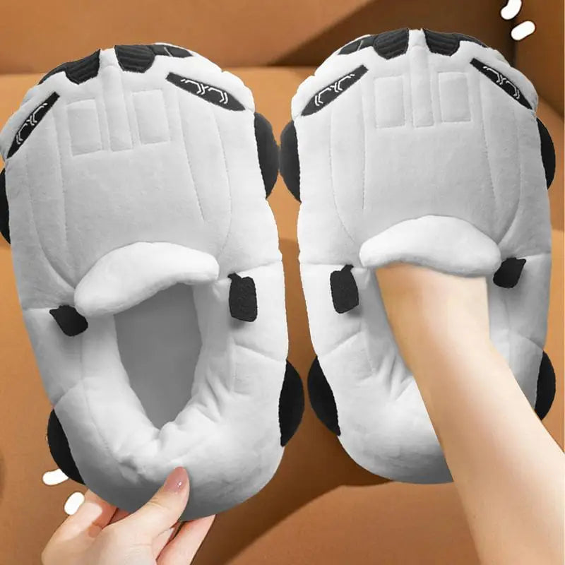Cars Plush Slippers Cartoon Plush Shoes 29cm Portable Fuzzy House Slippers Soft Racing Car Slippers for Family Gatherings
