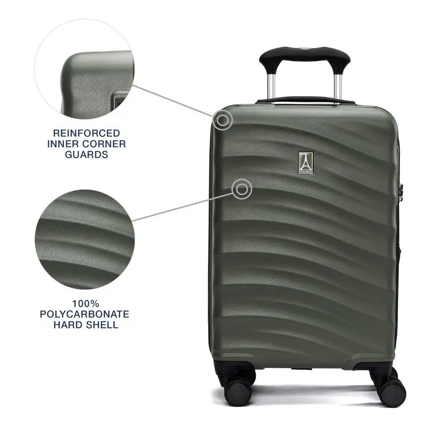 Air V2 Hardside Expandable Carry on Luggage, 8 Spinner Wheels, Lightweight Hard Shell Suitcase, TSA lock, Slate Green, Compact C