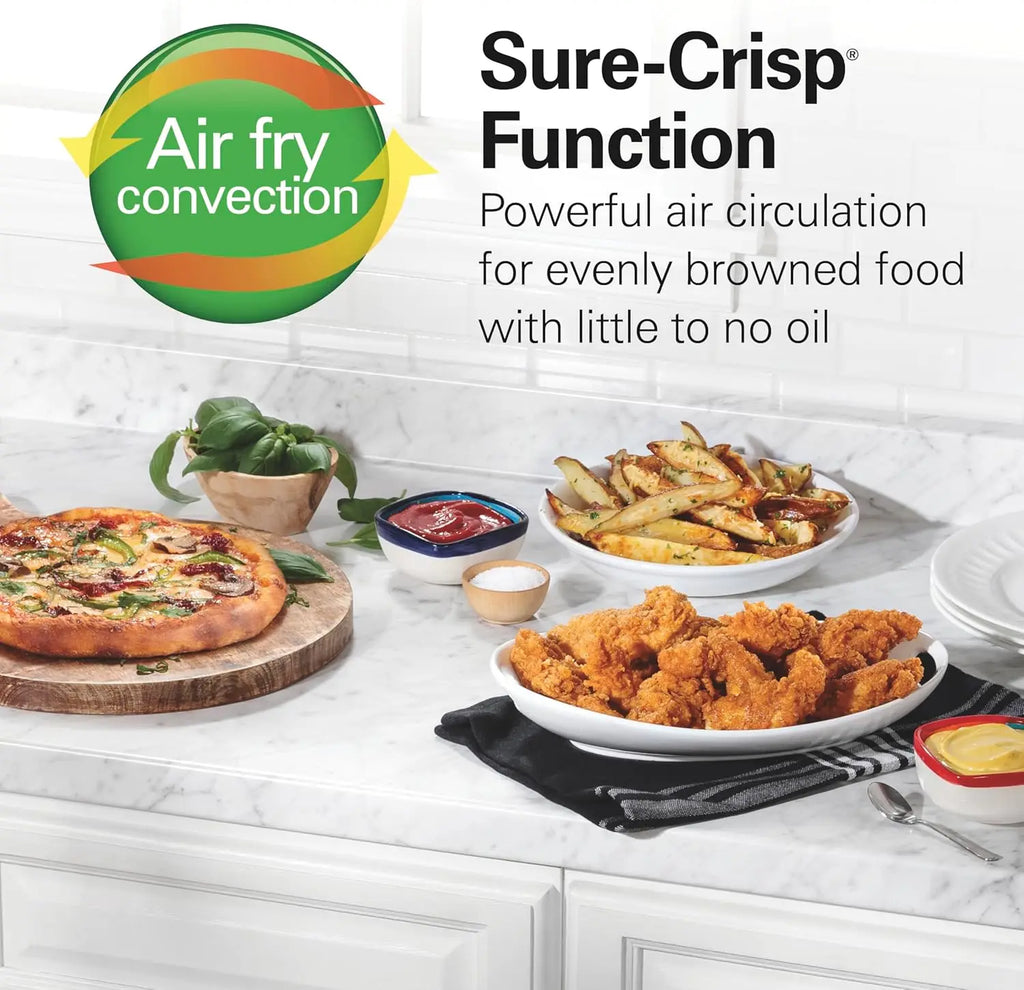 Sure-Crisp Toaster Oven Air Fryer Combo, 9' Pizza Fit, 4-Slice, Smooth Touch Can Opener