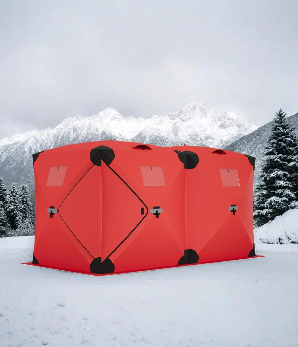 Pop Up Ice Fishing Tent Insulated Ice Fishing Shelter Portable Hub-Style Shelter Shanty Windproof and Warm, Multiple Sizes