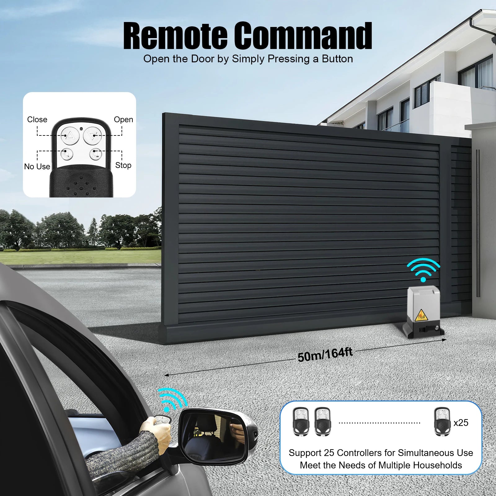 Automatic Sliding Gate Opener, Sliding Gate Opener Pure Copper Motor AC 110V 1400rpm,750W Remote Door Opener,for Schools, Farms