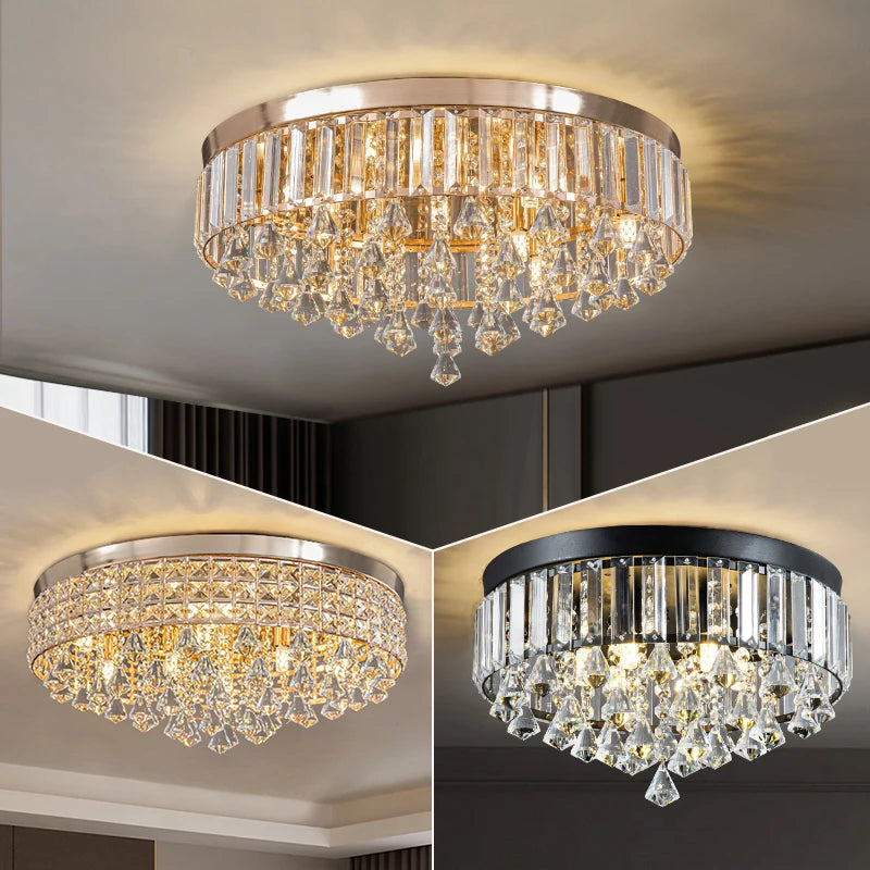 Modern LED Crystals Ceiling Lamp Living Room Decoration Bedroom Lustre Ceiling Lights Art Deco Led Chandelier Lighting Fixtures