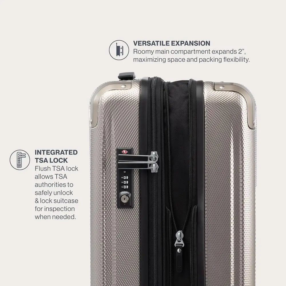 Medium 25 Inch Expandable Hard Shell Spinner Suitcase, Champagne