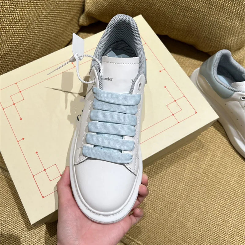 Platform White Sneakers for Women - Leather Chunky Sole Shoes, Spring Casual Fashion Sneaker, Elevator Shoes Comfortable Daily