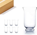 Clear Glass Hurricane Vases Bulk, 7 Wide, 12 Tall, Short Candle Holders, Ideal for Floral Arrangements, Planters, Terrariums, Ho