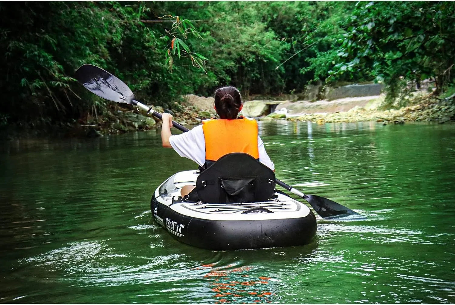 10.2'x35''x8'' Inflatable Kayak with Detachable Seat, SUP-Kayak Set Includes Hand Pump/Aluminum Oar/Backpack, Boat for Adults/Ki