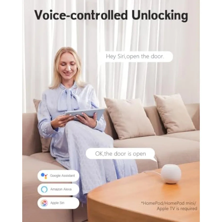 Keyless Entry Door Lock Fingerprint Smart Lock with Apple Home Safety Deadbolt Supports Apple Homekit with Code Built-in Wi-Fi