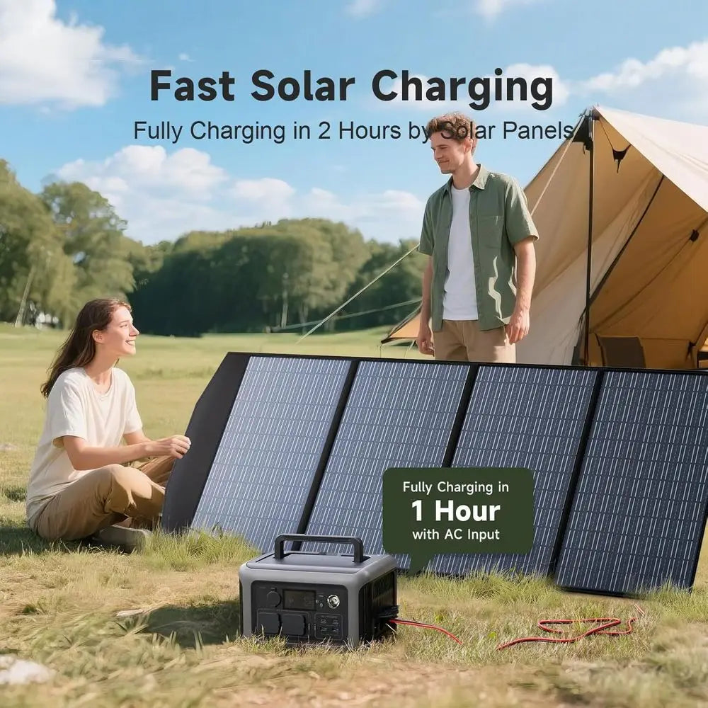 600w Portable Power Station, 299Wh LiFePO4 Battery Backup, R600(Peak 1200w) Solar Generator, 1 Hour Fast Charge Solar Power Bank