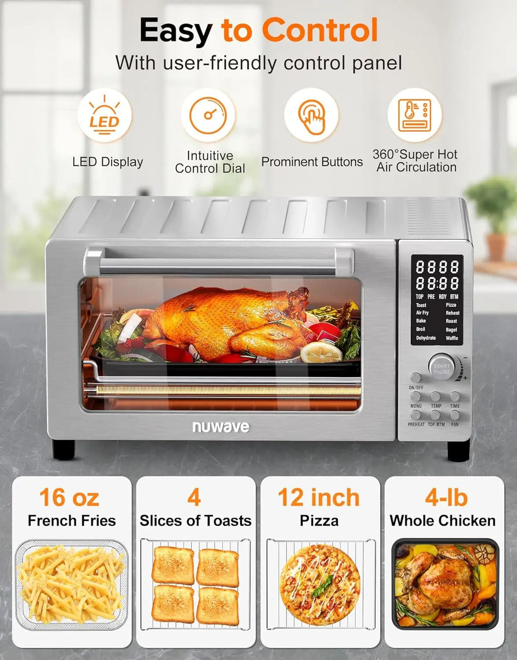 Smart 21QT Air Fryer Toaster Oven Combo, Convection Countertop with Quick Crisp Tech, 10-in-1 Functions, Stainless Steel