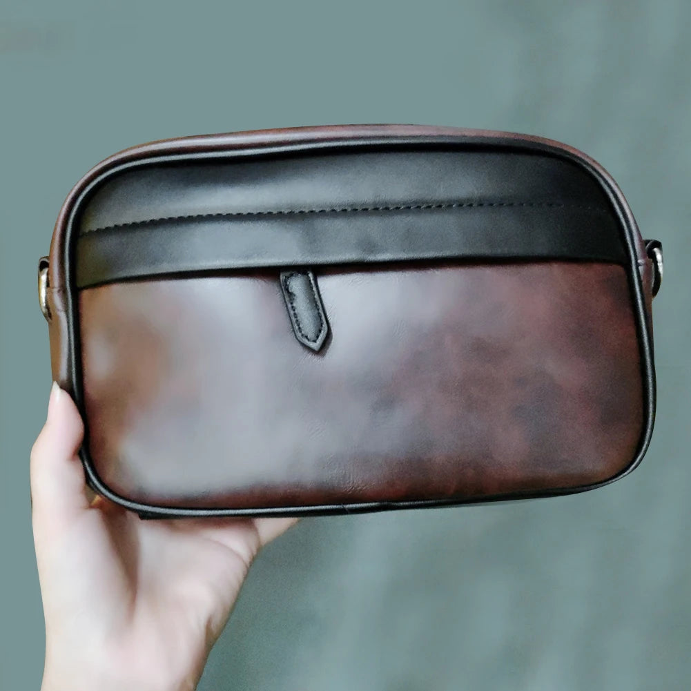 Casual Business Male Messenger Bag Wide Strap Shoulder Messenger Bag Small Square Plaid Designer for Travel Work Male Sling Bags