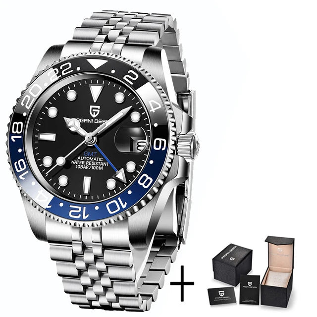 New PAGANI DESIGN GMT Automatic Men Watch 40mm Multi-time Zone Mechanical Watches Stainless Steel Waterproof Clock PD-1662