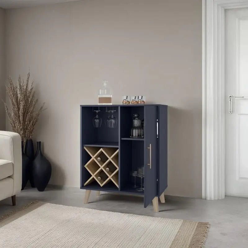 Multifunctional Bar Cabinet with Wine Rack and Storage Compartments