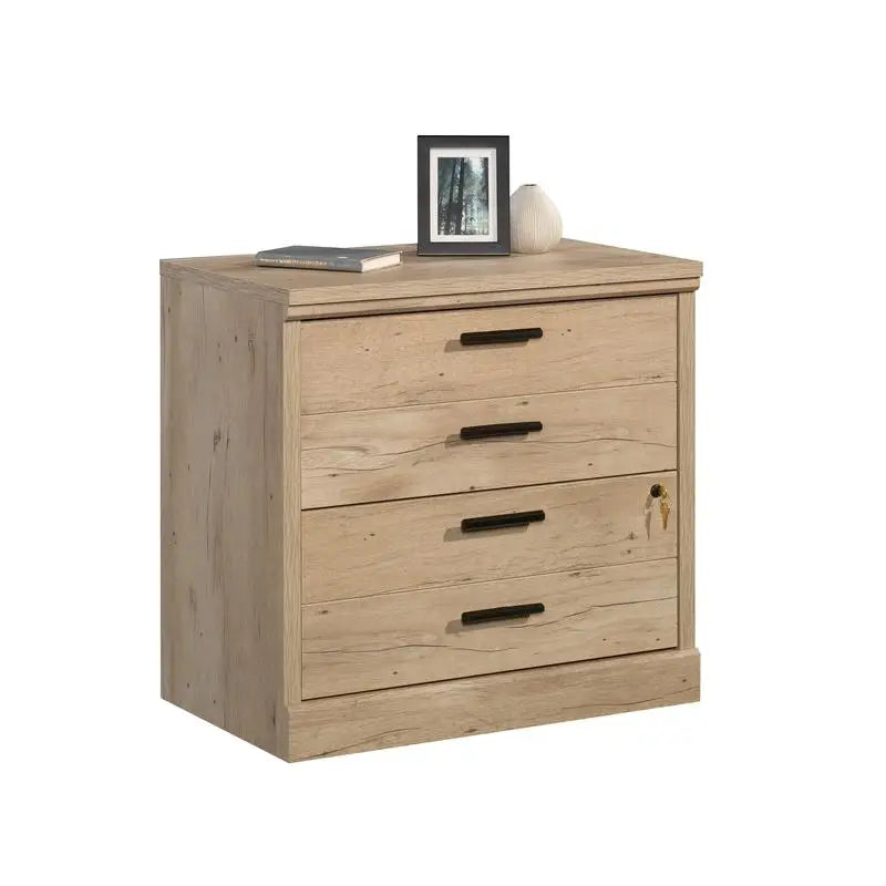 Lateral File Cabinet, Brown Finish, Modern Office Storage Solution, Durable Design, Spacious Drawers for Organizing Documents