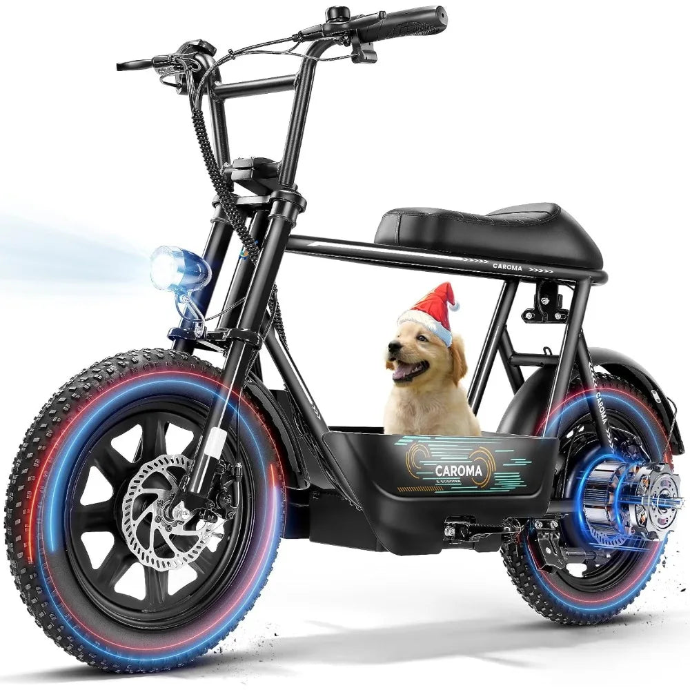 Peak 1200W Electric Scooter with Seat,16 * 3" Fat Tire Ebike for All-Terrain,Max 30 Miles & 20MPH Electric Moped