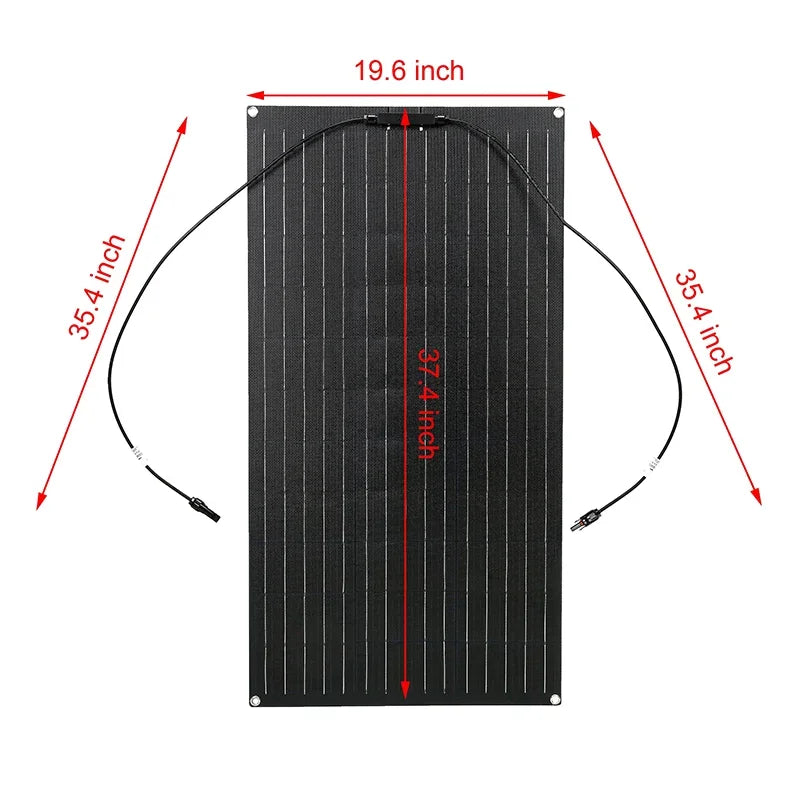 ETFE 300W Solar Panel 18V Semi-flexible Monocrystalline Solar Cell DIY Cable Outdoor Car RV Waterproof Rechargeable Power System