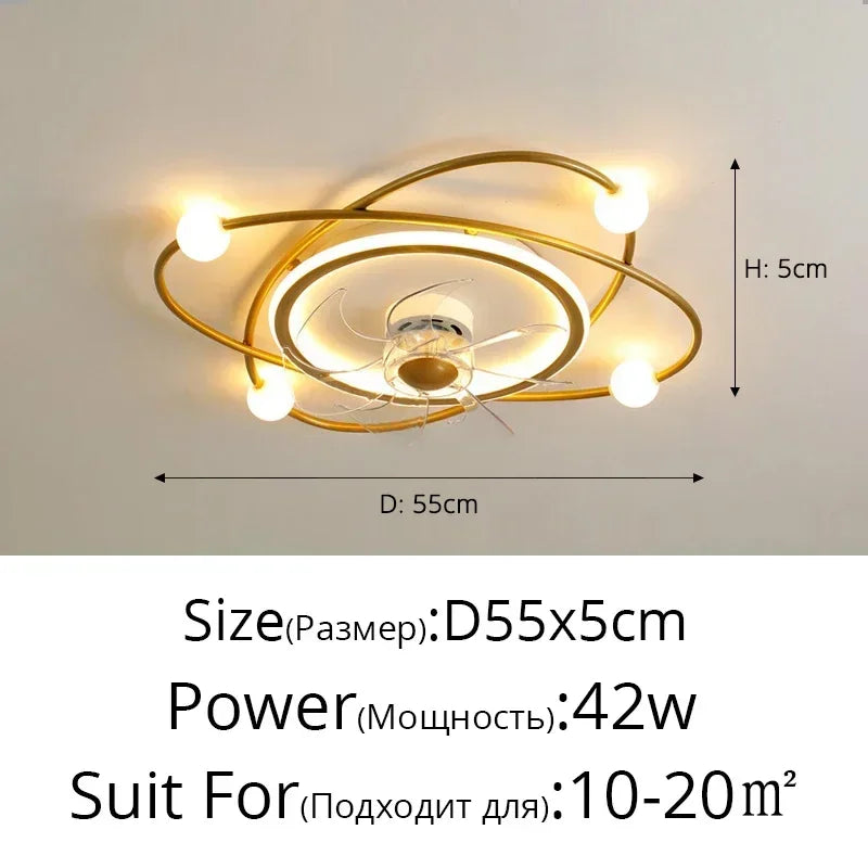 Modern Minimalist Invisible Integrated Ceiling Fan Light Living Room Bedroom Household Interior Decoration Light
