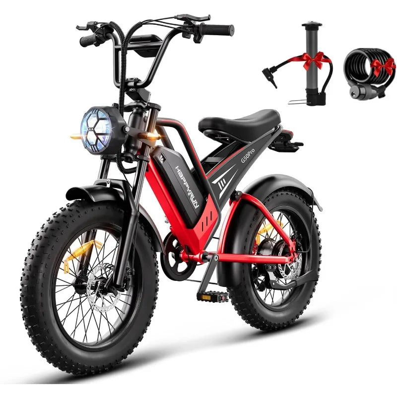 Bike for Adults, 48V 25Ah Removable Battery, Up to 35MPH and 75+ Miles Range, 7-Speed Transmission, 20" Fat Tires