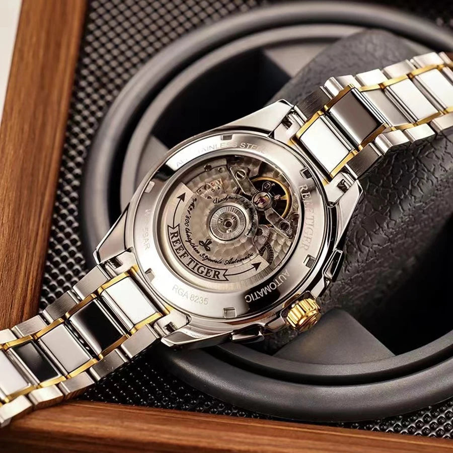 reef tiger Men's Automatic Mechanical Watch, Men's Casual Business Wristwatch RGA8235