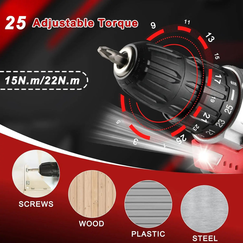 138 Pcs Tool Set with 12V Cordless Drill –Power Hand Tool Kit with Magnetic Drill Bit Set, 2-Speed Control & Fast Charging