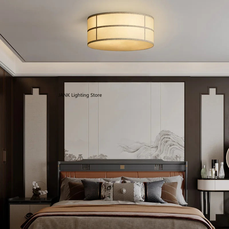 Wabi Sabi Japanese Style Homestay Ceiling Light  Bedroom Master Light  Fabric Lighting Fixtures Including Light Bulbs