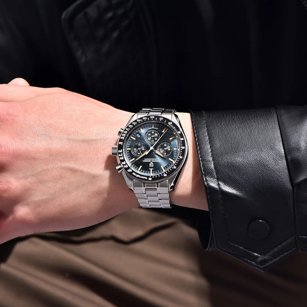 PAGANI DESIGN 2025 New Moon Watch Retro Luxury Quartz Watches For Men Stainless steel Luminous waterproof Sport Chronograph Man