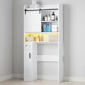 Motion Sensor Bathroom Cabinet with Sliding Barn Door, Adjustable Shelf & Toilet Paper Holder - Farmhouse Style