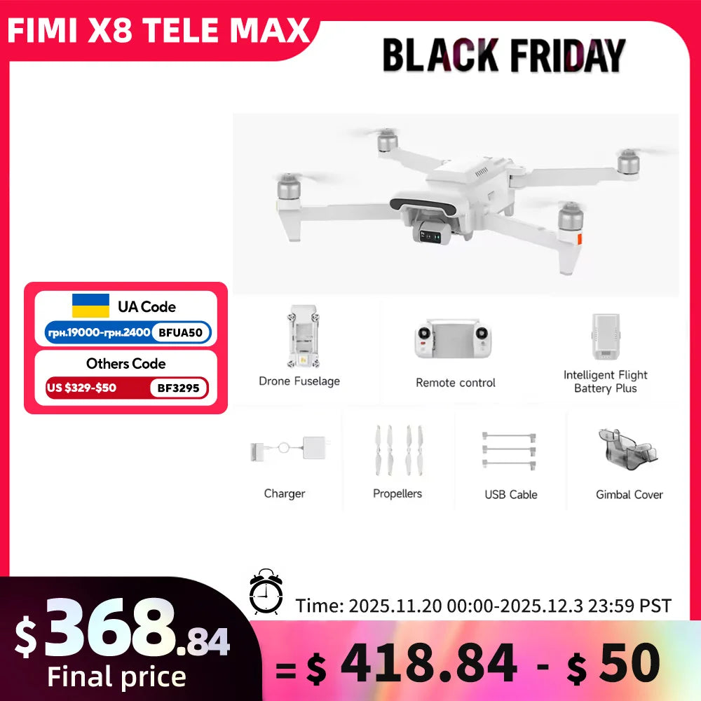 NEWEST FIMI X8 TELE MAX Drones 4K Professional HDR 48MP 3-Axis Gimbal Camera Drones GPS 20KM RC Quadcopter 2025
