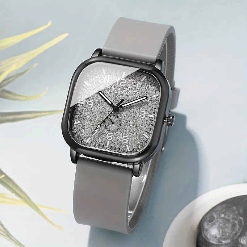 Square Quartz Watch for Women - Digital Dial, Silicone Band, Alloy Case, Perfect Gift for Mom & Friends