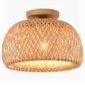 Handmade Boho Bamboo Wicker Ceiling Light Fixture Traditional Farmhouse Bedroom Nursery Hallway Corridor Mount Ceiling Lamp