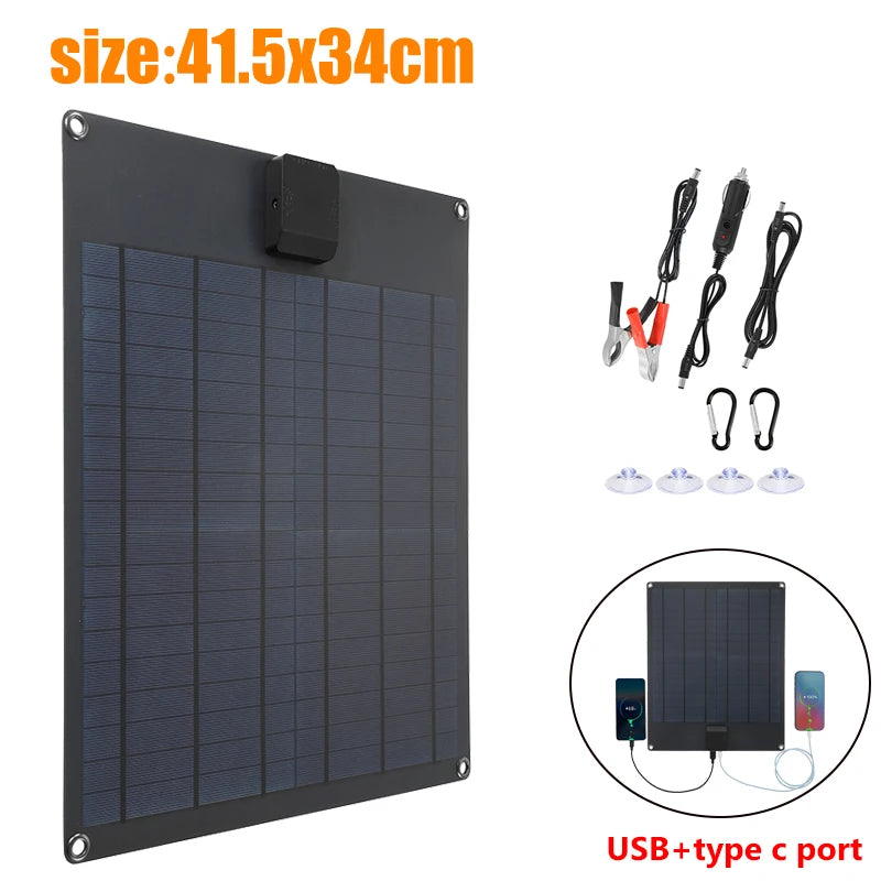 100W Solar Panel 5V Dual USB Polycrystalline Solar Cell 12V Battery Charger for Phone Outdoor Camping Mobile Power Supplies