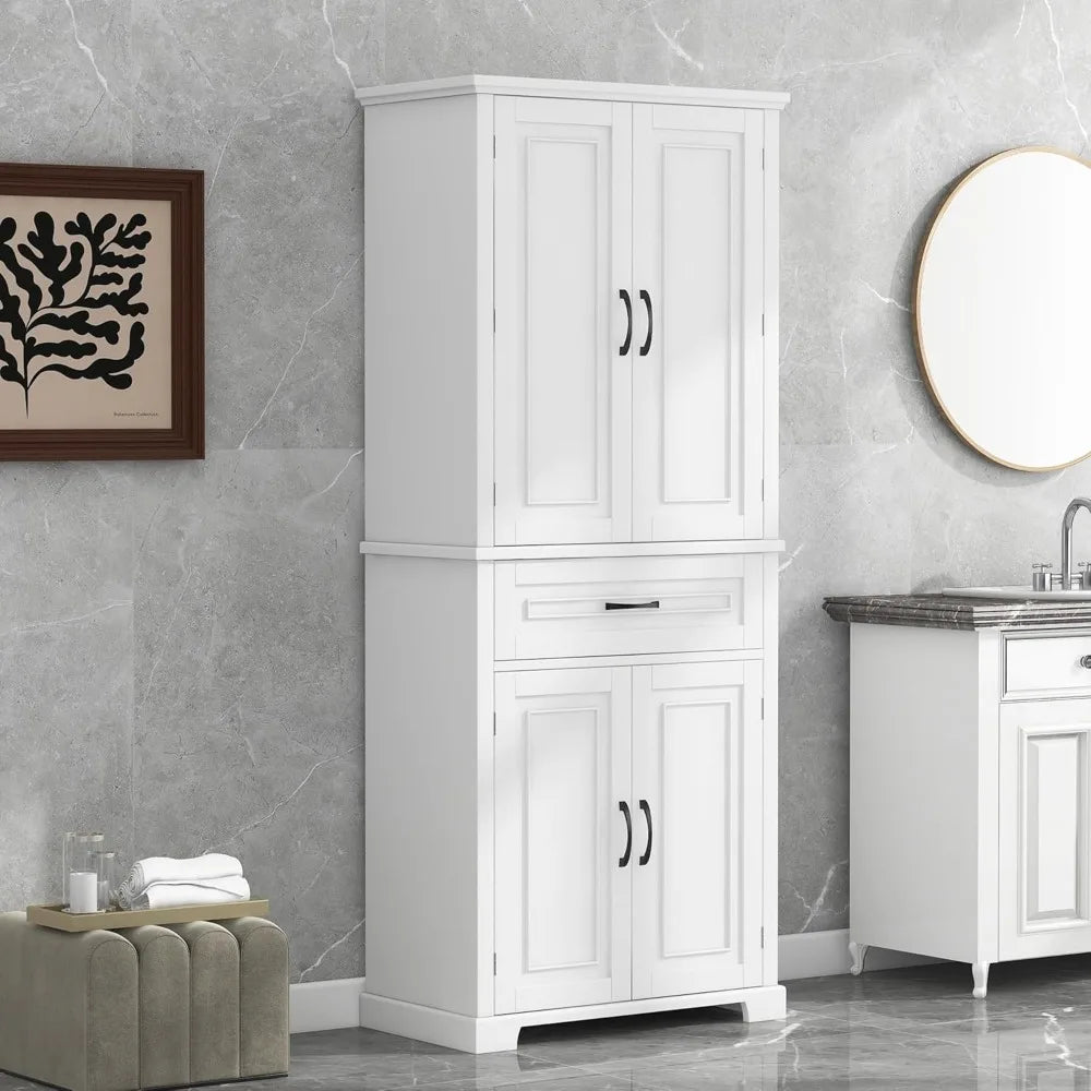 72 Tall Bathroom Cabinet with Multi-Functional Storage Organizer Door Rack, Kitchen Pantry Cupboard with Drawer and Adjust