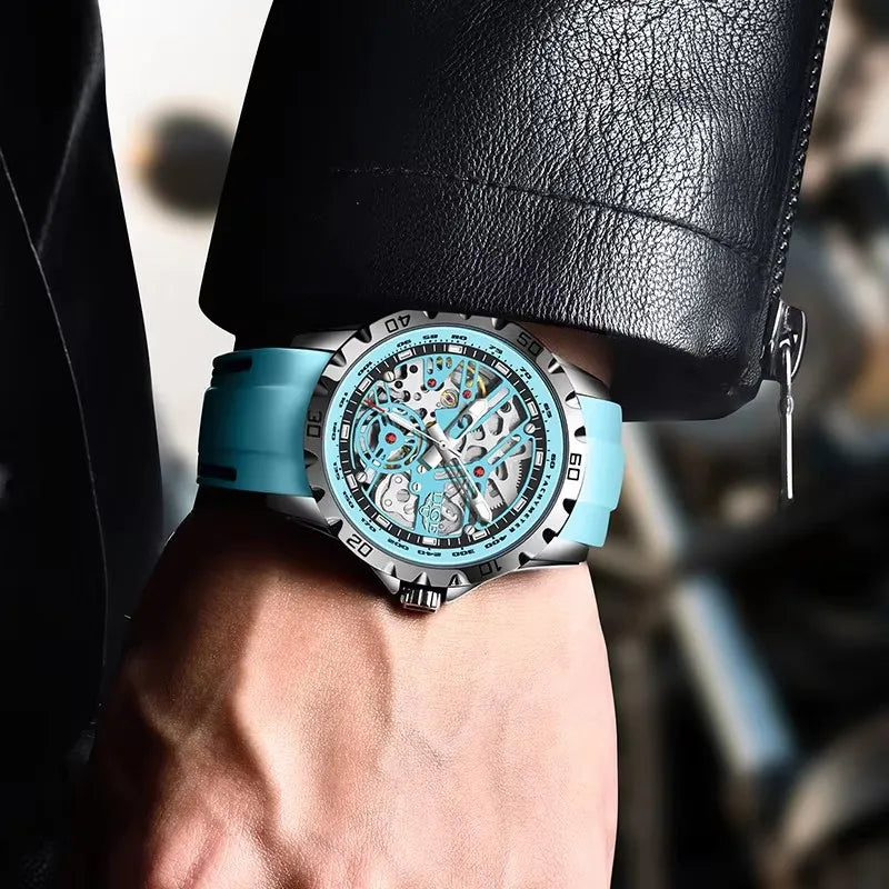LIGE New Watches Mens Skeleton Mechanical Automatic Watch Top Brand Luxury Luminous 30M Waterproof Watch For Men Relojs Hombre